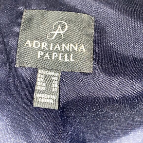 Adrianna Papell Wms Sz 8 Navy White Pleated Burn Out Polka Dot Fit & Flare Dress - Picture 6 of 7